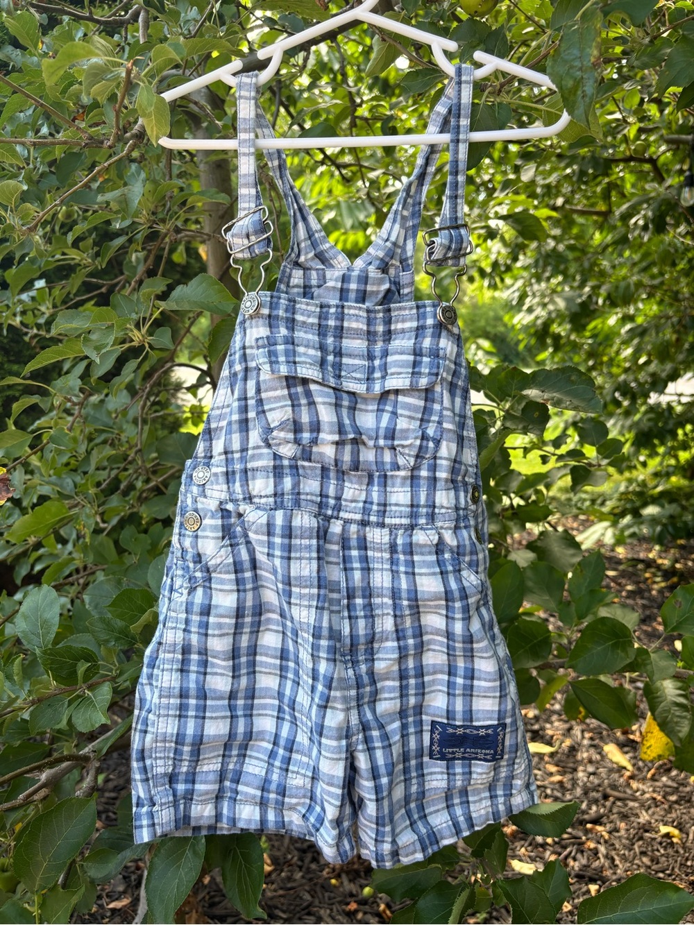 Blue Plaid Kids Overall Shorts - Unbranded